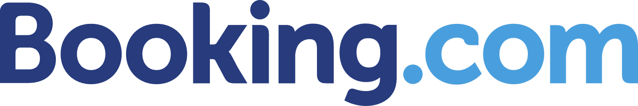 Logo di Booking.com con testo blu scuro per Booking e azzurro per .com.